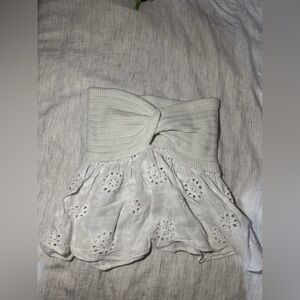 White Eyelet Sleeve Knit Top